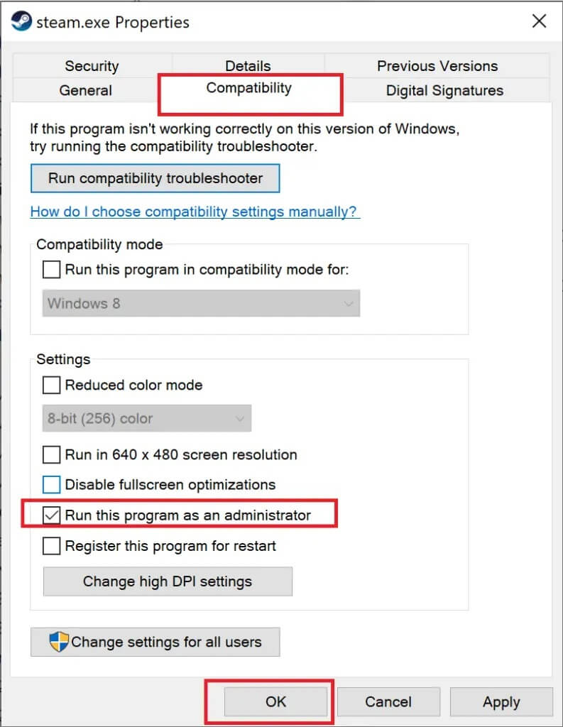 check-the-box-next-to-run-this-program-as-an-admin-793x1024-1 إصلاح استمرار تعطل Steam