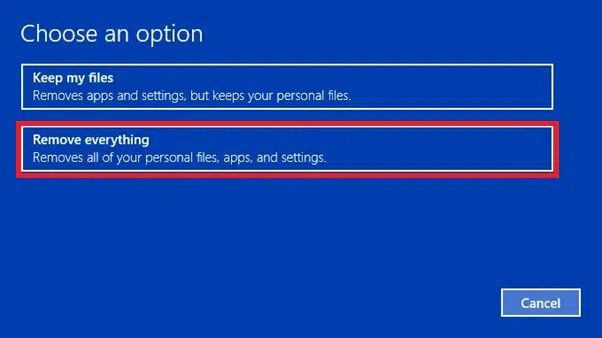 choose-remove-everything-1-1 إصلاح Windows 10 عالق عند الاستعداد لـ Windows