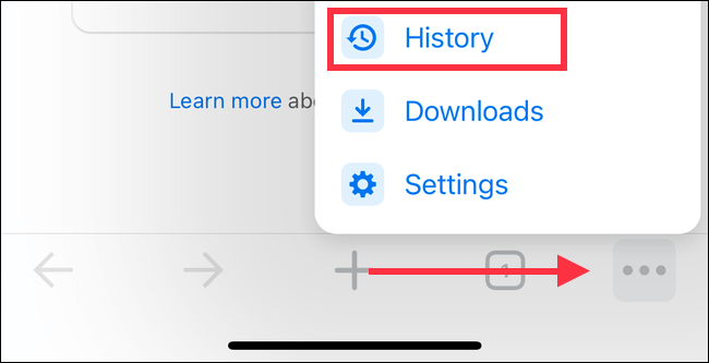 clear-chrome-browsing-history-ipad-iphone-menu-history-annotated كيفية مسح سجل المتصفح في Chrome لأجهزة iPhone و iPad