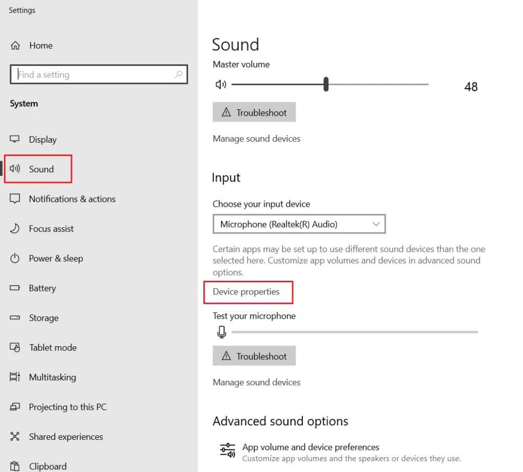 click-on-Sound-menu-and-then-select-Device-Properties-under-Input-section-1024x923-1 كيفية كتم صوت الميكروفون في نظام التشغيل Windows 10
