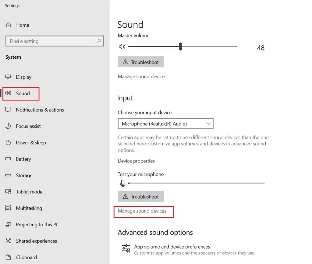 click-on-Sound-menu-then-select-the-Manage-sound-devices-option-1024x868-1 كيفية كتم صوت الميكروفون في نظام التشغيل Windows 10