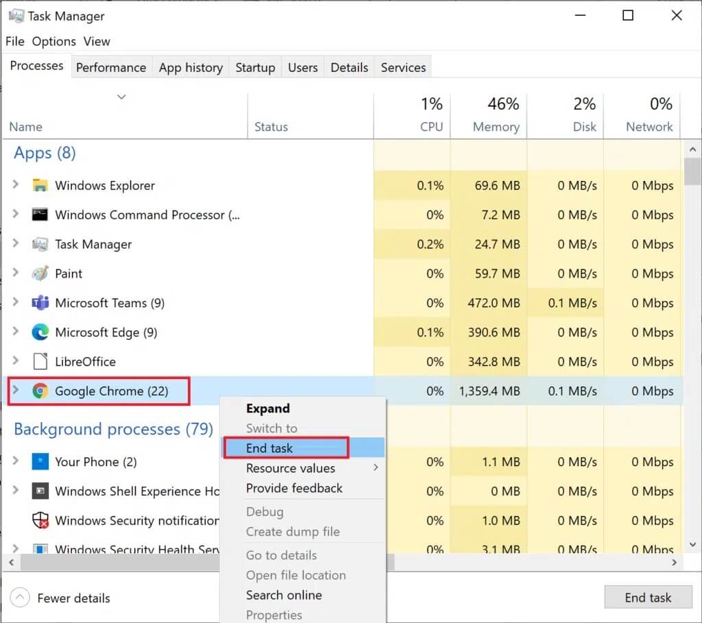 click-on-end-task-to-close-the-application-1024x909-1 إصلاح خطأ قطع الاتصال بالخادم على Fallout 76