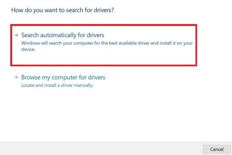 click-on-select-search-automatically-for-drivers- إصلاح جهاز USB غير معروف في Windows 10