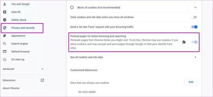 disable-preload-pages_935adec67b324b146ff212ec4c69054f أفضل 7 طرق لإصلاح بطء Google Chrome على Windows 11 و Windows 10