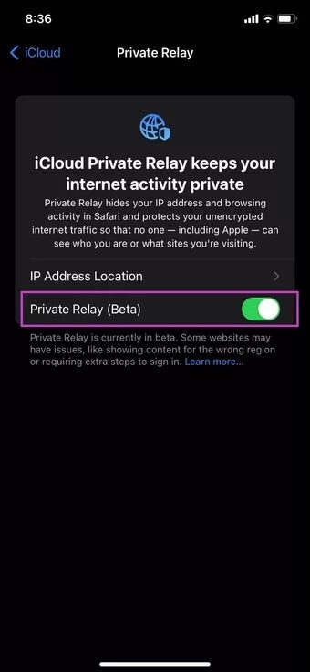disable-private-relay_2021-10-06-151339_7c4a12eb7455b3a1ce1ef1cadcf29289 أفضل 8 طرق لإصلاح عدم تحديث iPhone لأحدث البرامج