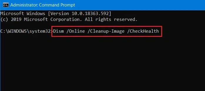 dism-checkhealth-command-in-command-prompt-or-cmd إصلاح Windows 10 عالق عند الاستعداد لـ Windows