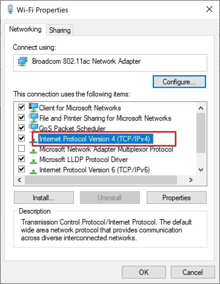 double-click-on-internet-protocol-version-4-tcp-i إصلاح خطأ قطع الاتصال بالخادم على Fallout 76