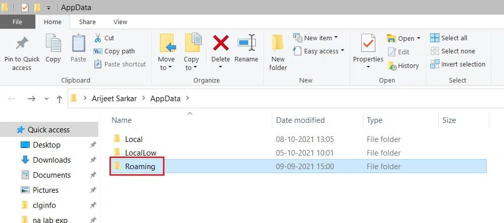double-click-on-roaming-in-appdata-folder- إصلاح عدم فتح Spotify على Windows 10