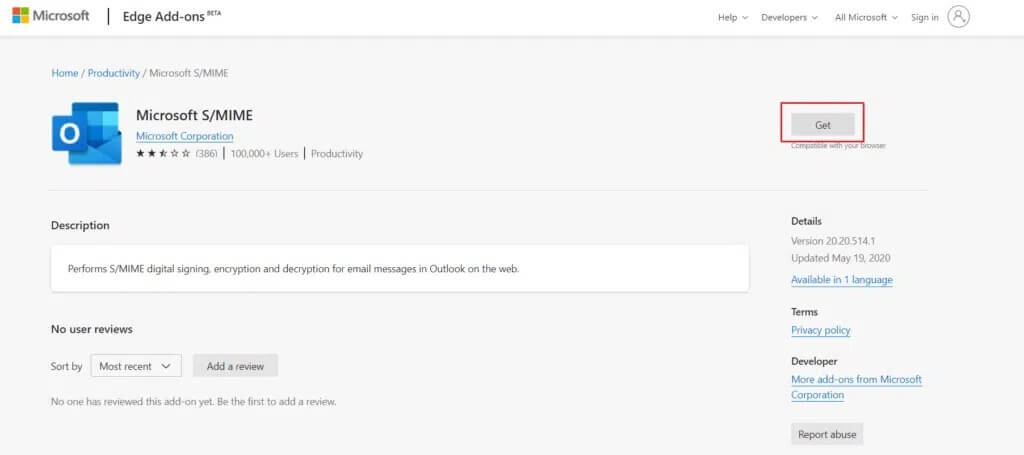 download-S-MIME-client-from-Microsoft-addons-1024x455-1 إصلاح لا يمكن عرض المحتوى لأن عنصر تحكم S / MIME غير متاح