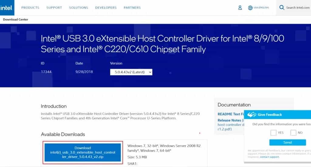 download-intel-USB-driver-1024x552-1 إصلاح جهاز USB غير معروف في Windows 10