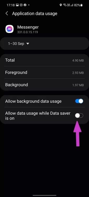 enable-data-usage-while-data-saver-is-on_7c4a12eb7455b3a1ce1ef1cadcf29289 أفضل 10 طرق لإصلاح عدم إرسال Facebook Messenger للرسائل