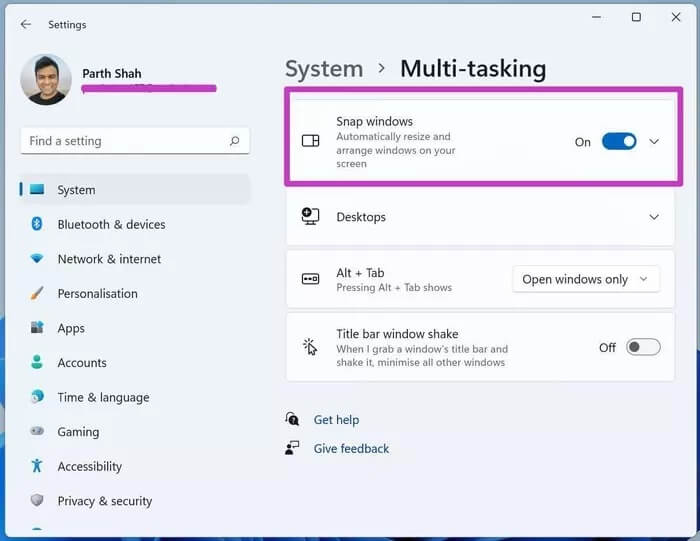 enable-snap-windows_935adec67b324b146ff212ec4c69054f كيفية استخدام النوافذ المتعددة على Windows 11