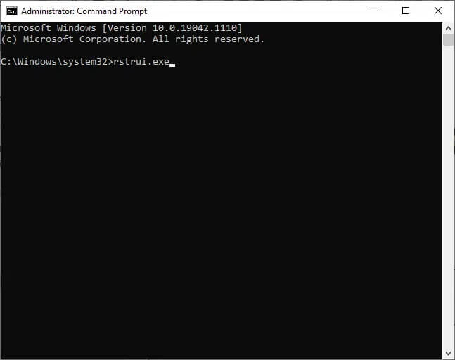 enter-the-following-command-and-hit-enter-rstrui- إصلاح خطأ لم يتم ترحيل الجهاز على نظام التشغيل Windows 10