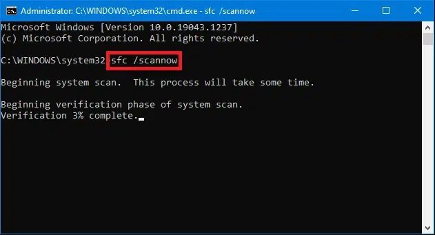 execute-system-file-scan-sfc-in-command-prompt-or إصلاح Windows 10 عالق عند الاستعداد لـ Windows