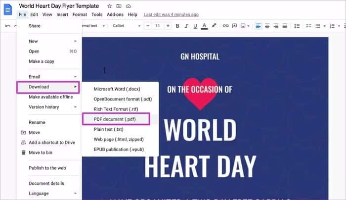 export-docs-as-PDF_935adec67b324b146ff212ec4c69054f أفضل طريقتين لتحويل مستندات Google إلى JPEG
