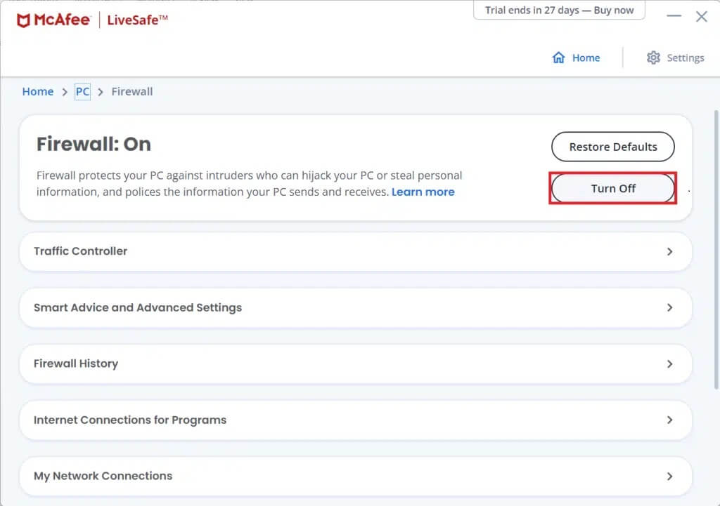 firewall-settings-in-mcafee-1024x721-1 إصلاح عدم فتح Spotify على Windows 10