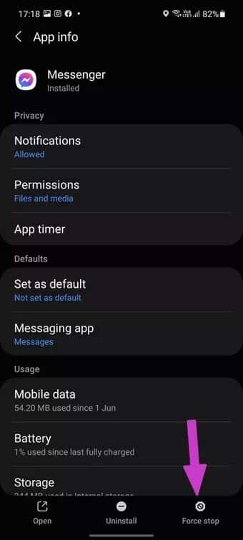 force-stop-messenger_7c4a12eb7455b3a1ce1ef1cadcf29289 أفضل 10 طرق لإصلاح عدم إرسال Facebook Messenger للرسائل