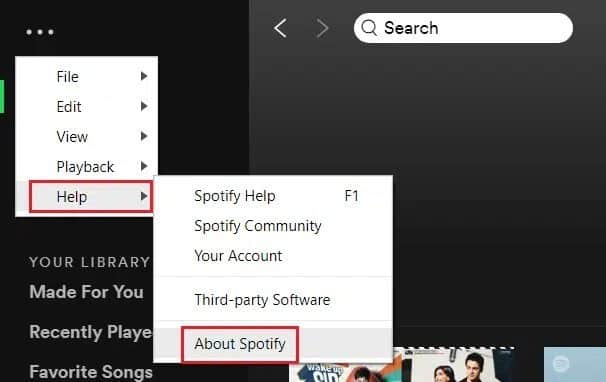 go-to-help-then-select-about-spotify-in-spotify-ap إصلاح عدم فتح Spotify على Windows 10