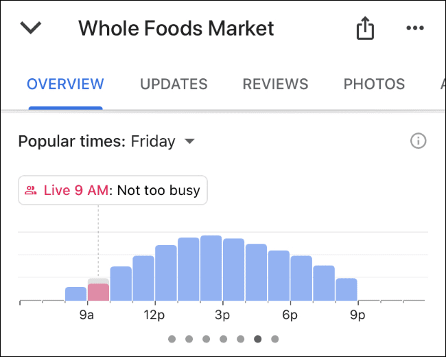 google-maps-popular-times-on-iphone كيف ترى مدى اكتظاظ المتجر الآن باستخدام Google Maps