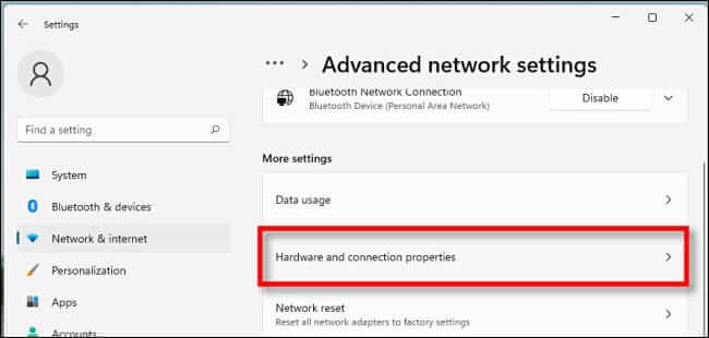 hardware_connection_properties كيفية البحث عن عنوان MAC الخاص بك على Windows 10 أو 11
