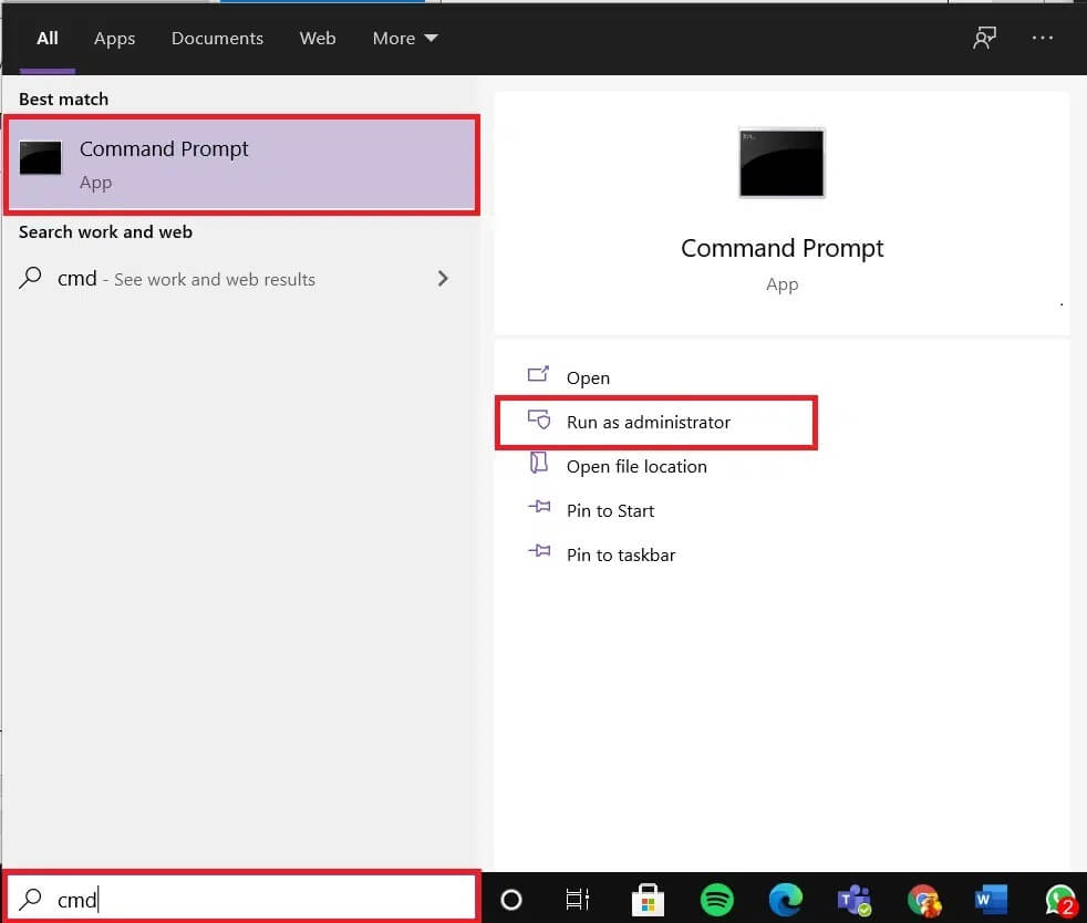 in-a-search-bar-type-cmd-and-click-on-run-as-admin كيفية حذف ملفات إعداد Win في Windows 10
