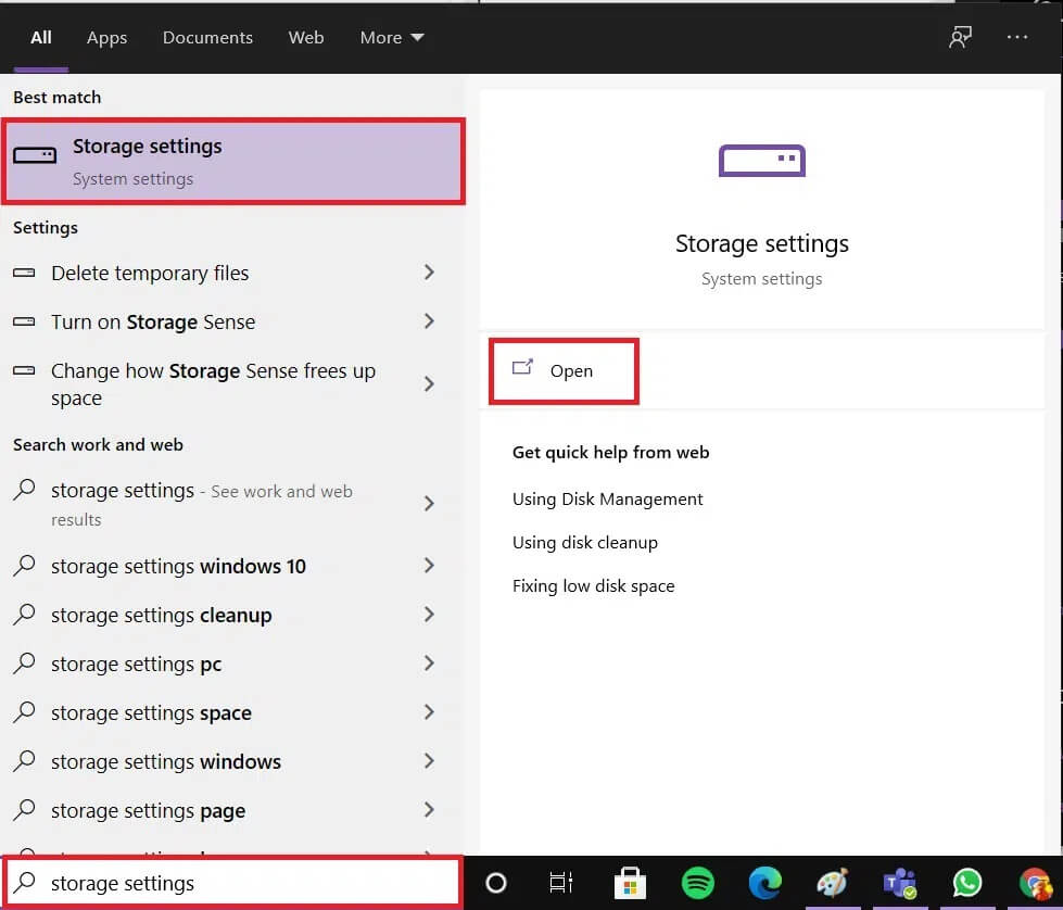 in-a-search-bar-type-storage-settings-and-click-op كيفية حذف ملفات إعداد Win في Windows 10