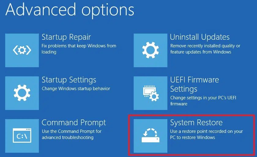 in-the-advanced-options-menu-and-click-on-system-r-1 إصلاح Windows 10 عالق عند الاستعداد لـ Windows