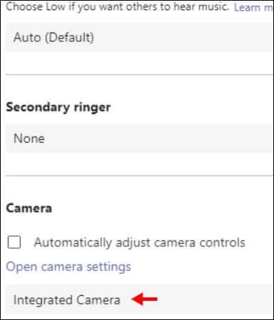 integrated-camera كيفية إضافة مرشحات فيديو Snapchat إلى Microsoft Teams