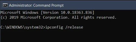 ipconfig-release إصلاح خطأ قطع الاتصال بالخادم على Fallout 76