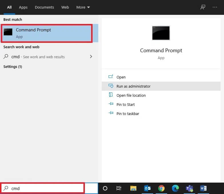 launch-command-prompt-through-the-search-bar إصلاح خطأ DISM 87 في نظام التشغيل Windows 10