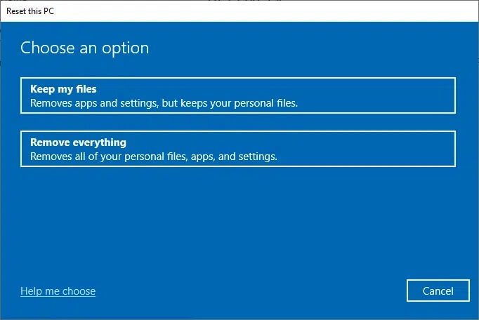 now-choose-an-option-from-the-reset-this-pc-windo-1 كيفية حذف ملفات إعداد Win في Windows 10