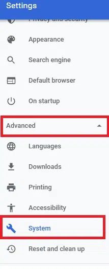 now-expand-the-advanced-section-at-the-left-pane 9 طرق لإصلاح عدم تشغيل Twitter لمقاطع الفيديو