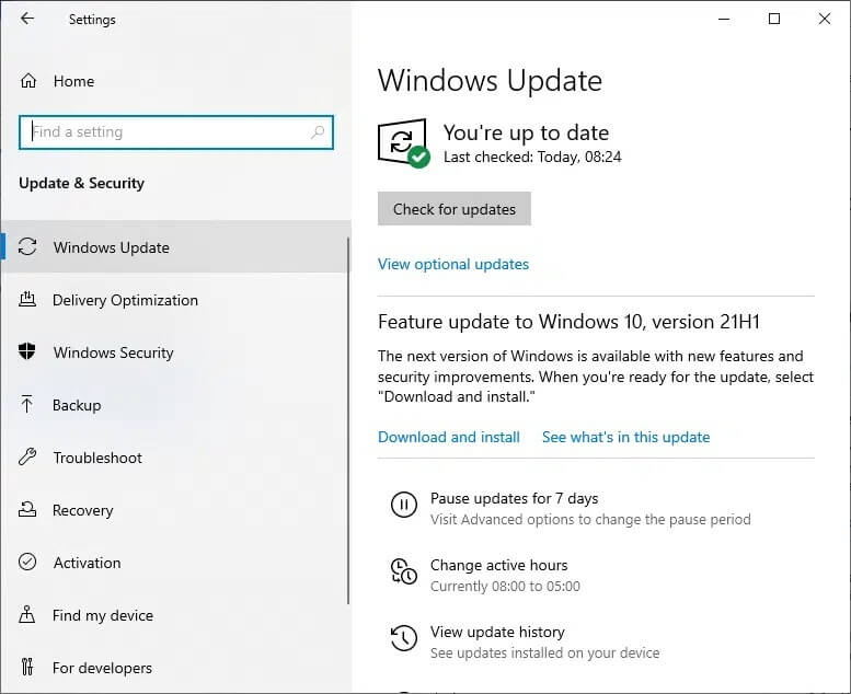 now-select-check-for-updates-from-the-right-panel-1-1 إصلاح خطأ لم يتم ترحيل الجهاز على نظام التشغيل Windows 10