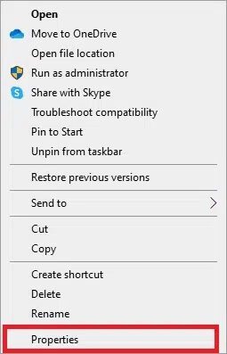 now-select-the-properties-option كيفية إصلاح Chrome يستمر في التوقف