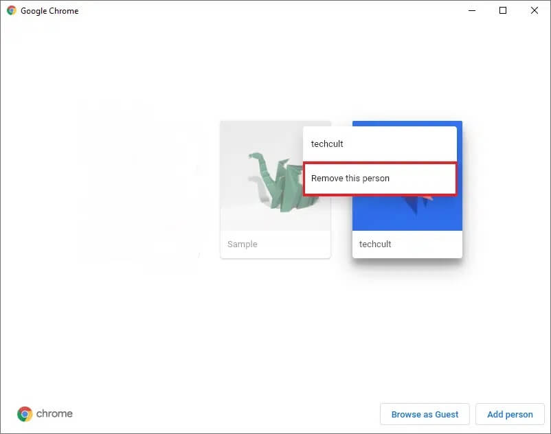 now-select-the-remove-this-person-option كيفية إصلاح Chrome يستمر في التوقف