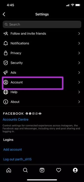 open-account-menu_7c4a12eb7455b3a1ce1ef1cadcf29289 أفضل 7 طرق لإصلاح تأخر Instagram على iPhone و Android