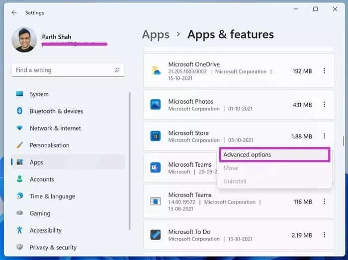 open-advanced-options_935adec67b324b146ff212ec4c69054f أفضل 8 طرق لإصلاح عدم فتح متجر Microsoft في Windows 11