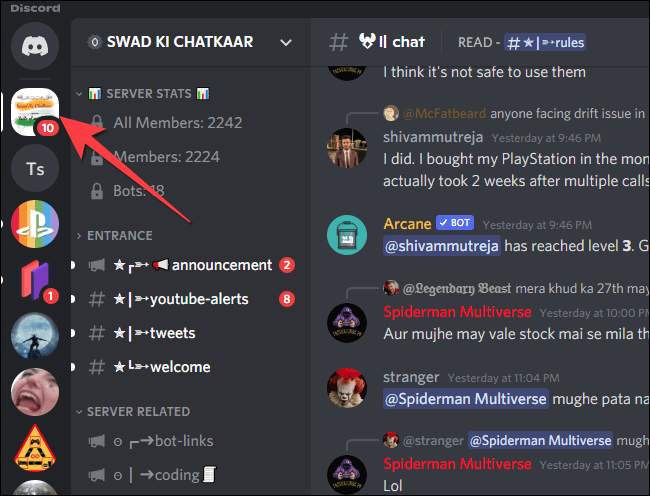 open-discord-app-and-select-a-discord-server كيفية حظر أو إلغاء حظر الأشخاص على Discord