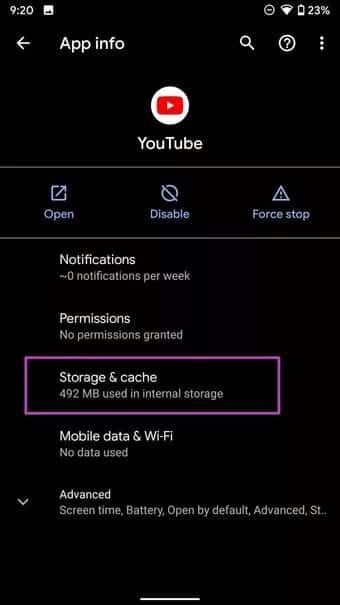 open-storage-and-cache-menu_2021-10-08-160731_7c4a12eb7455b3a1ce1ef1cadcf29289 أفضل 9 طرق لإصلاح عدم تشغيل مقاطع فيديو YouTube على iOS و Android