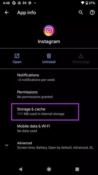 open-storage-and-cache-menu_2021-10-26-112733_7c4a12eb7455b3a1ce1ef1cadcf29289 أفضل 7 طرق لإصلاح تأخر Instagram على iPhone و Android