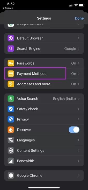 payment-methods-in-chrome_7c4a12eb7455b3a1ce1ef1cadcf29289 كيفية إزالة بطاقات الائتمان المحفوظة على iPhone