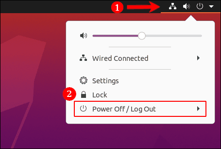power-menu-dropdown-ubuntu كيفية إيقاف تشغيل جهاز كمبيوتر Ubuntu