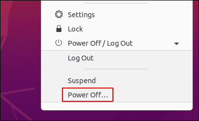 power-off-dropdown-option-ubuntu كيفية إيقاف تشغيل جهاز كمبيوتر Ubuntu