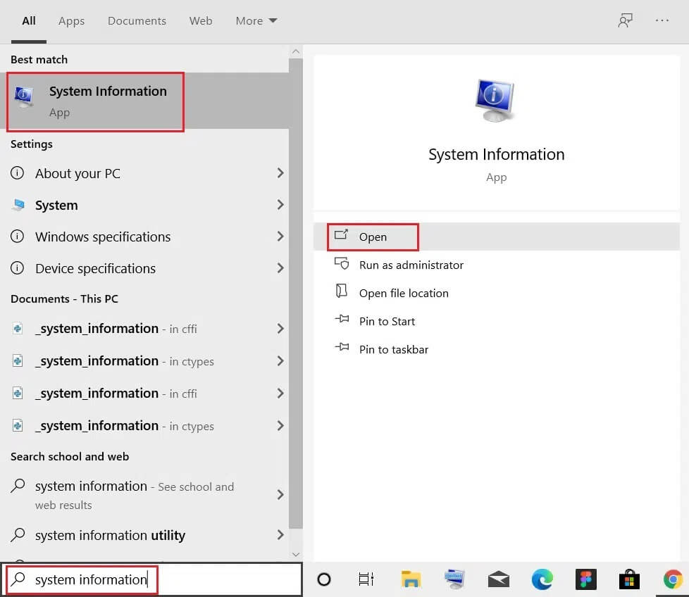 press-windows-key-and-type-system-information-and-click-on-Open-option كيفية التحقق من جيل معالجات إنتل للكمبيوتر المحمول
