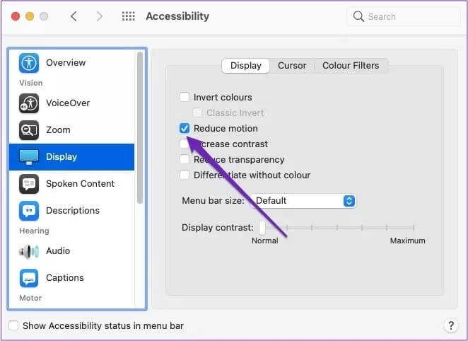 reduce-motion-mac_4d470f76dc99e18ad75087b1b8410ea9 كيفية إصلاح ضبابية شاشة Mac