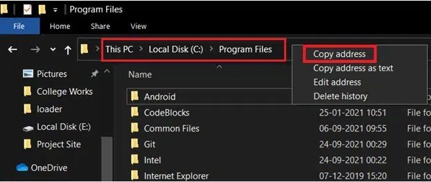 right-click-on-the-address-bar-and-then-select-cop كيفية تغيير الدليل في CMD على نظام التشغيل Windows 10