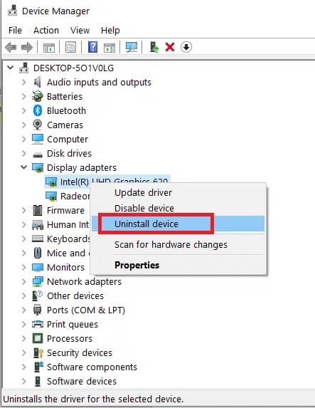 right-click-on-the-driver-and-select-uninstall-dev إصلاح الاستخدام العالي لـ CPU لعملية خدمة مضيف DISM