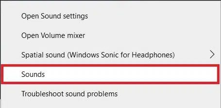 right-click-on-the-sound-icon-and-click-on-sound- كيفية كتم صوت الميكروفون في نظام التشغيل Windows 10