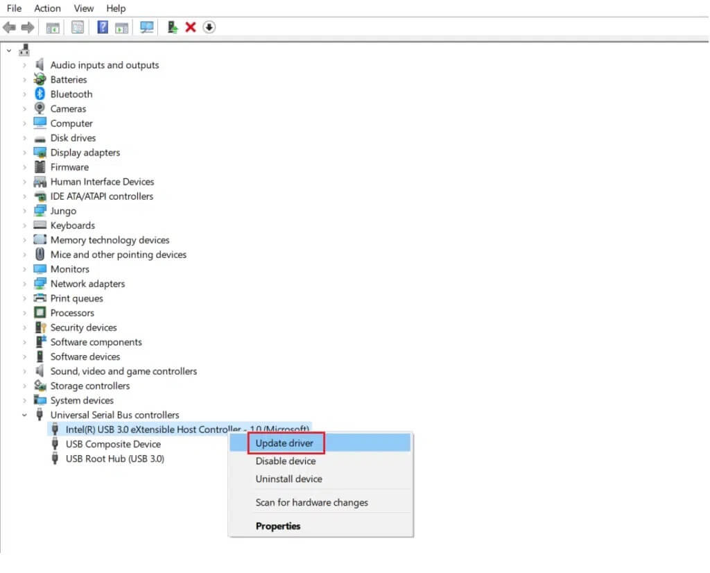 right-click-on-usb-driver-and-select-update-driver-1024x826-1 إصلاح جهاز USB غير معروف في Windows 10