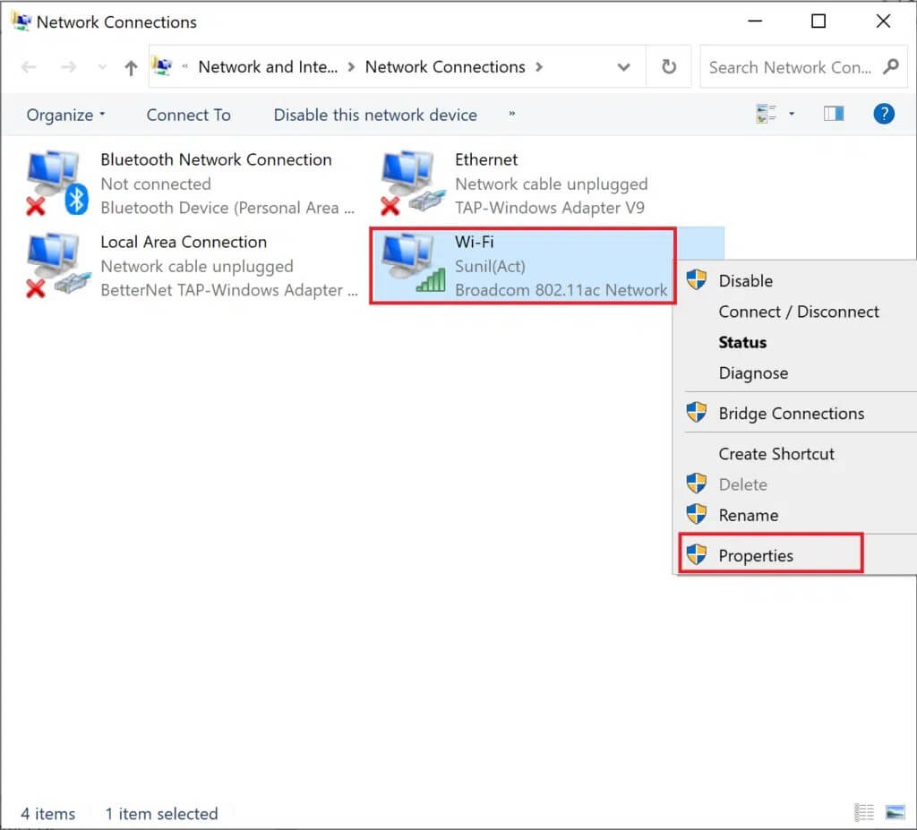 right-click-on-your-currently-active-internet-conn-1024x927-1 إصلاح خطأ قطع الاتصال بالخادم على Fallout 76